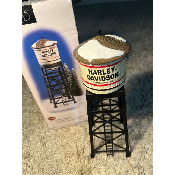 VINTAGE Department 56 Original Snow Village Harley Davidson Water Tower 54975 - Picture 2 of 12